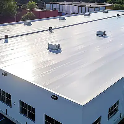 Flat, white commercial roof