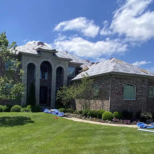Roof replacement in progress